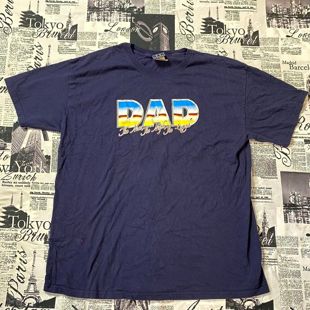 World's Greatest Dad Men's Blue and Navy T-shirt